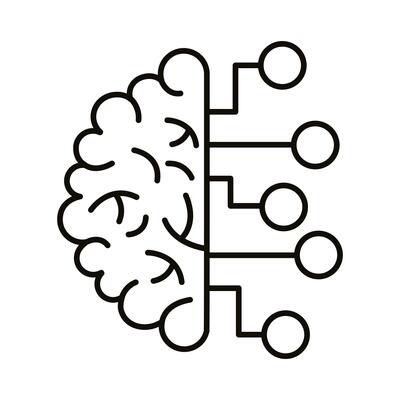 brain human with infographic line style icon free vector